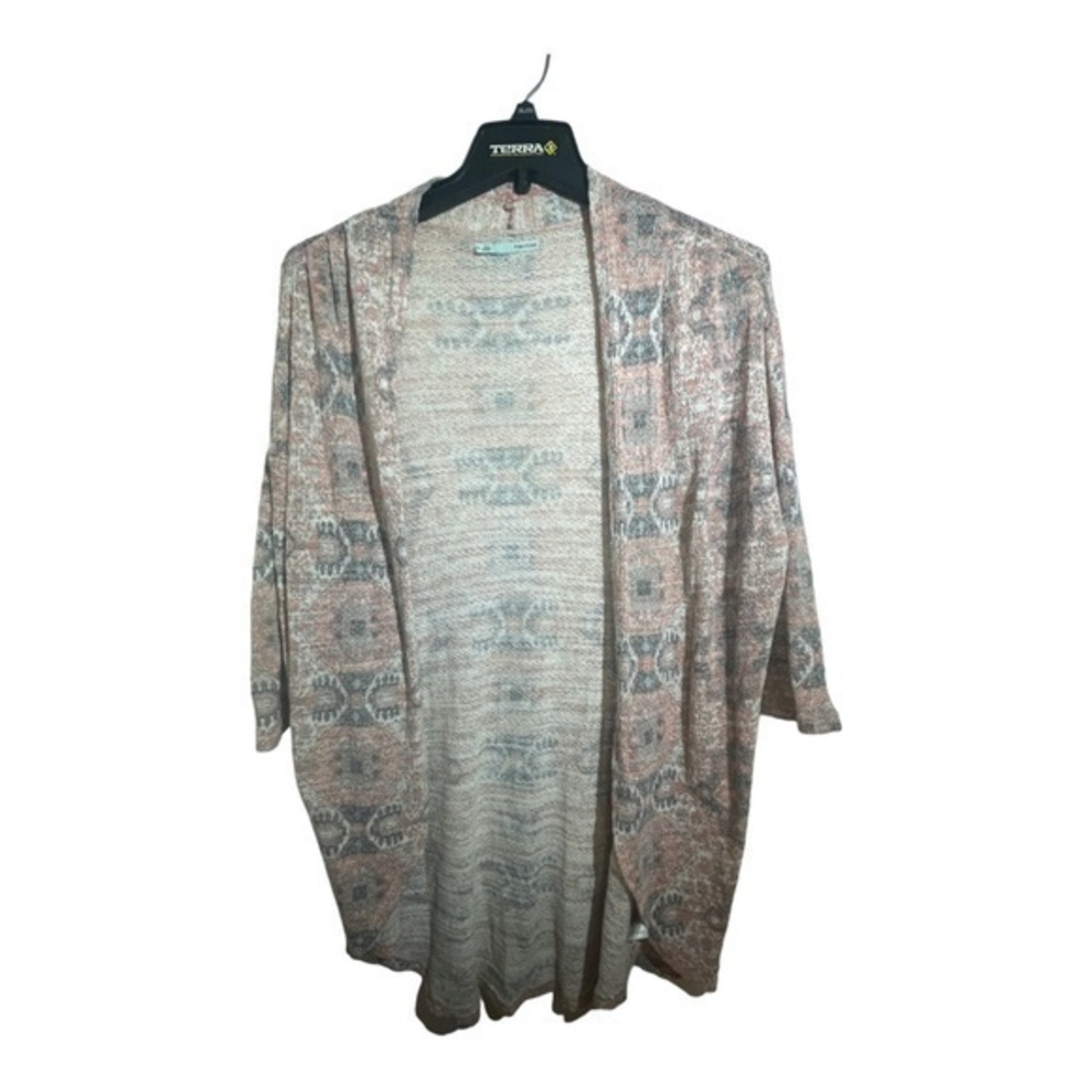 Maurices Womens Pastel Open Cardigan 3/4 Sleeve Knit Southwestern Size Small
